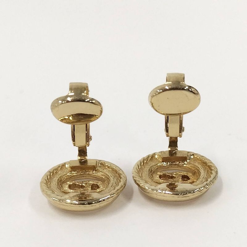 Christian Dior Earrings with Plated Gold Logo Motifs