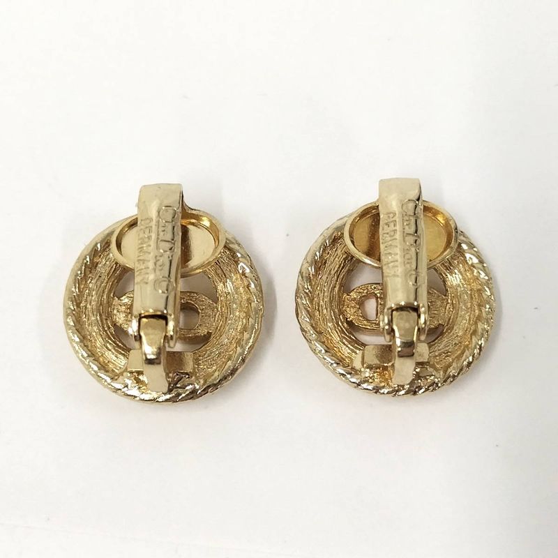 Christian Dior Earrings with Plated Gold Logo Motifs