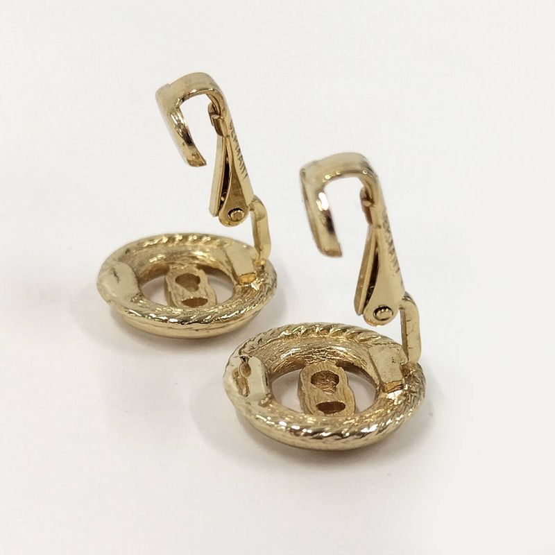 Christian Dior Earrings with Plated Gold Logo Motifs