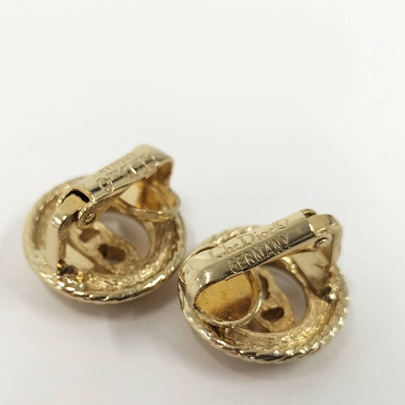 Christian Dior Earrings with Plated Gold Logo Motifs