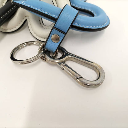 Loewe Triple Heart Charm Key Ring Leather Metal Blue White Black