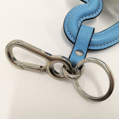 Loewe Triple Heart Charm Key Ring Leather Metal Blue White Black