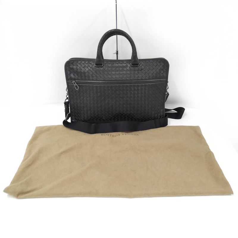 Bottega Veneta 2way Shoulder Bag Business Bag Intrecciato Leather Black