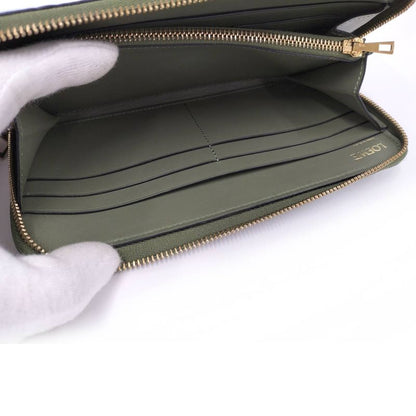 Loewe Repeat Anagram Round Zipper Long Wallet Leather Green C499t12