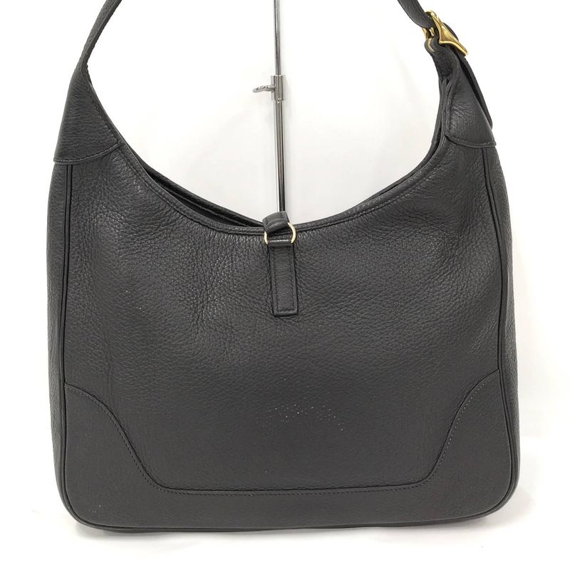 Hermes Trim 31 Leather Shoulder Bag Black Stamped "y"