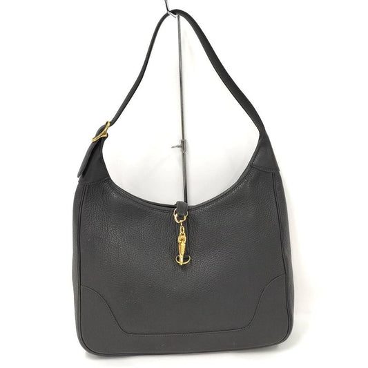 Hermes Trim 31 Leather Shoulder Bag Black Stamped "y"