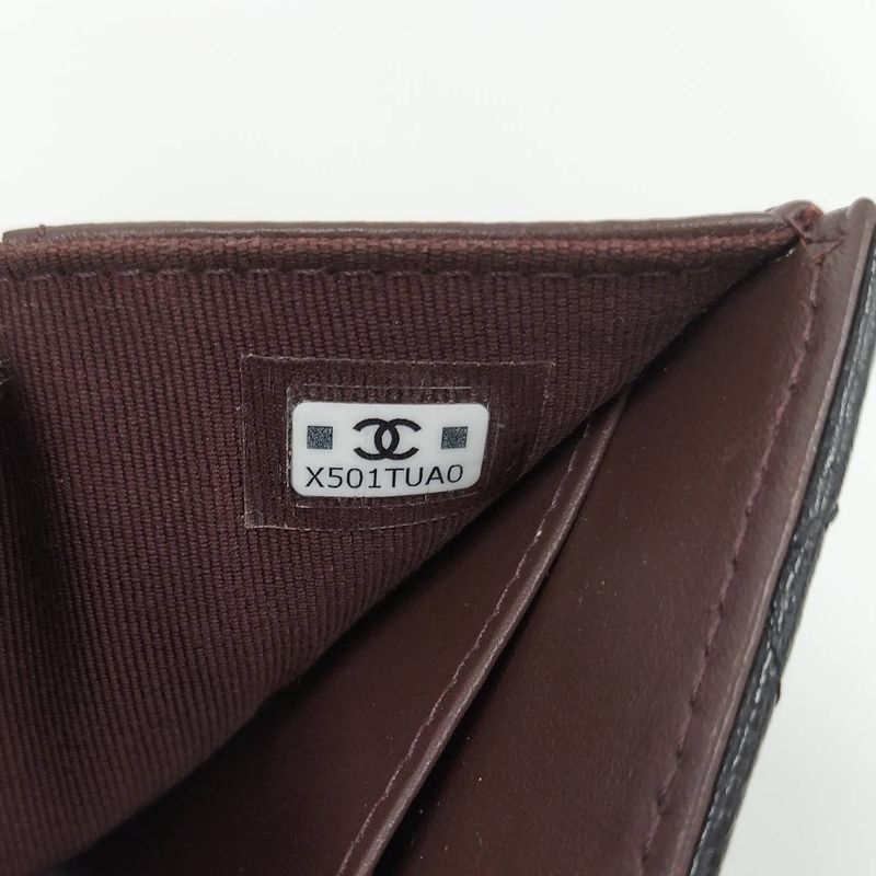 Chanel Compact Wallet Trifold Wallet Caviar Skin Leather Black Ap0230