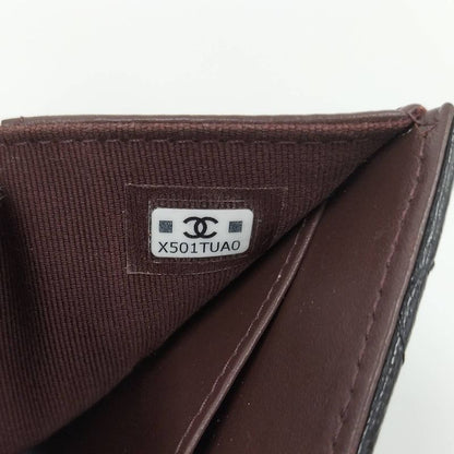 Chanel Compact Wallet Trifold Wallet Caviar Skin Leather Black Ap0230