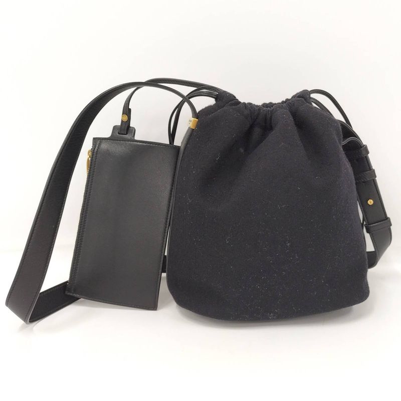 Yves Saint Laurent Rive Gauche Shoulder Bag Leather Black