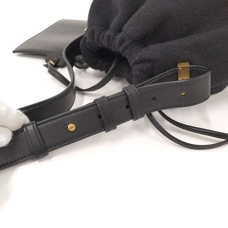 Yves Saint Laurent Rive Gauche Shoulder Bag Leather Black