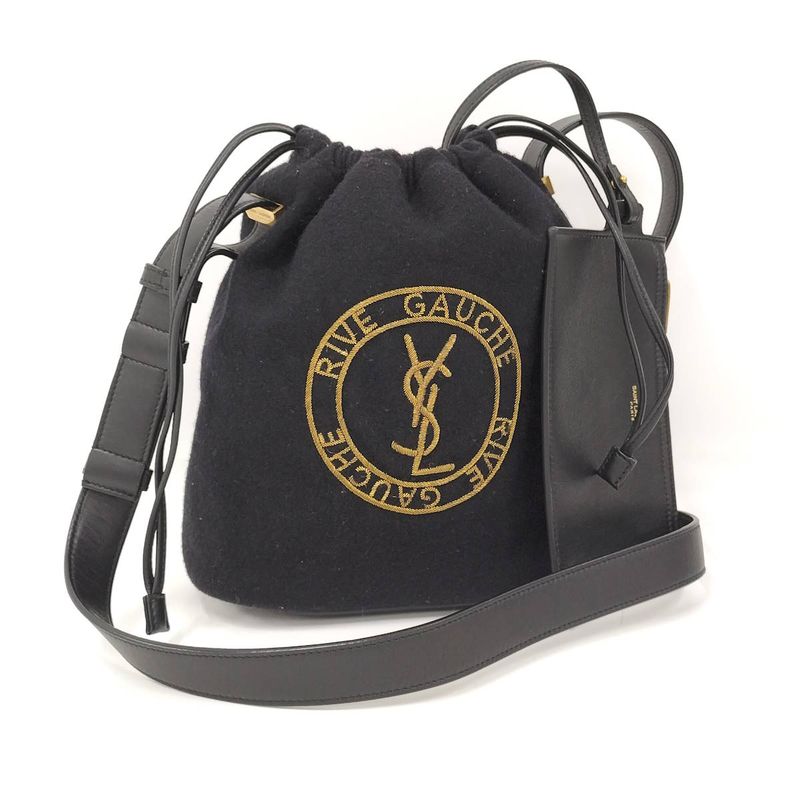 Yves Saint Laurent Rive Gauche Shoulder Bag Leather Black
