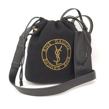 Yves Saint Laurent Rive Gauche Shoulder Bag Leather Black