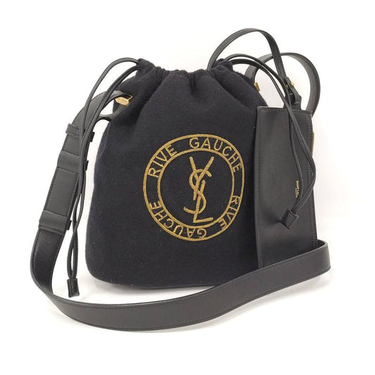 Yves Saint Laurent Rive Gauche Shoulder Bag Leather Black