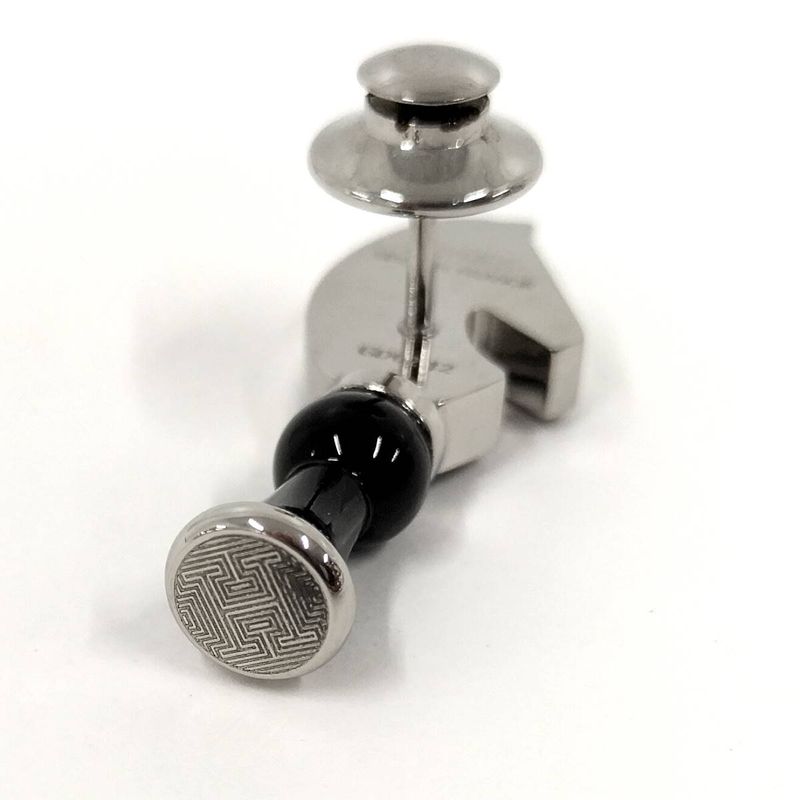 Hermes Cavalier Chess Pin with Horse Shape Horse Motif Metal Black Silver