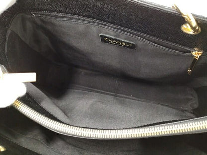 Chanel Chain Tote Bag Gst Caviar Skin Black