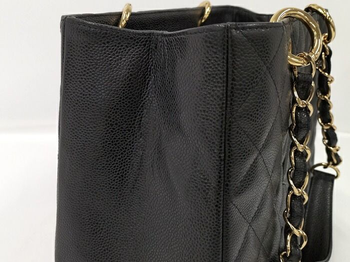 Chanel Chain Tote Bag Gst Caviar Skin Black