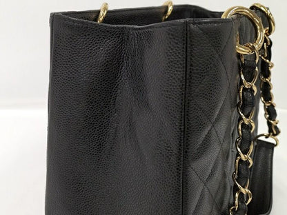 Chanel Chain Tote Bag Gst Caviar Skin Black