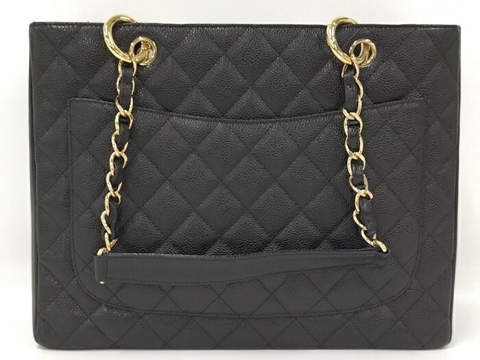Chanel Chain Tote Bag Gst Caviar Skin Black