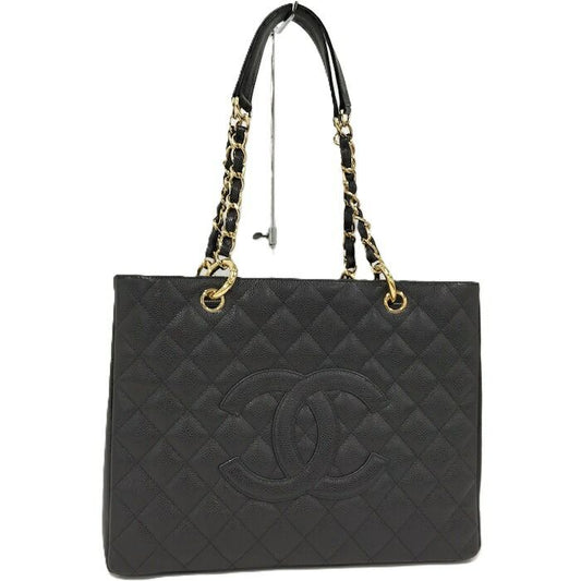 Chanel Chain Tote Bag Gst Caviar Skin Black