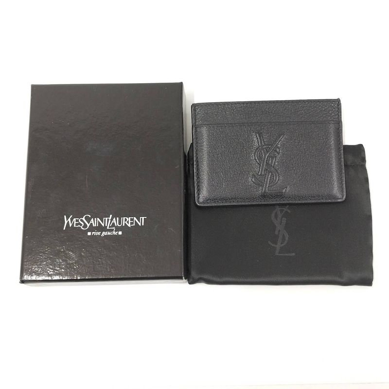Yves Saint Laurent Card Case Leather Black Grz568936y