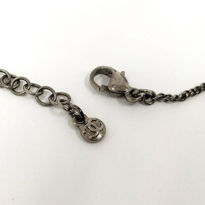 Chanel Necklace Coco Rhinestone Plated Silver 09v