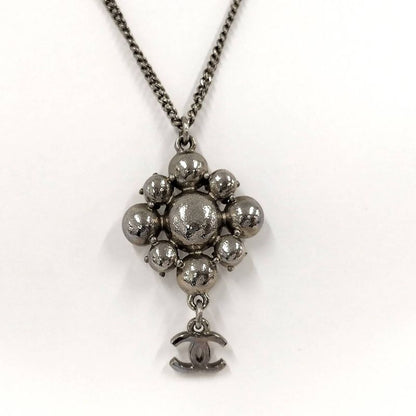 Chanel Necklace Coco Rhinestone Plated Silver 09v