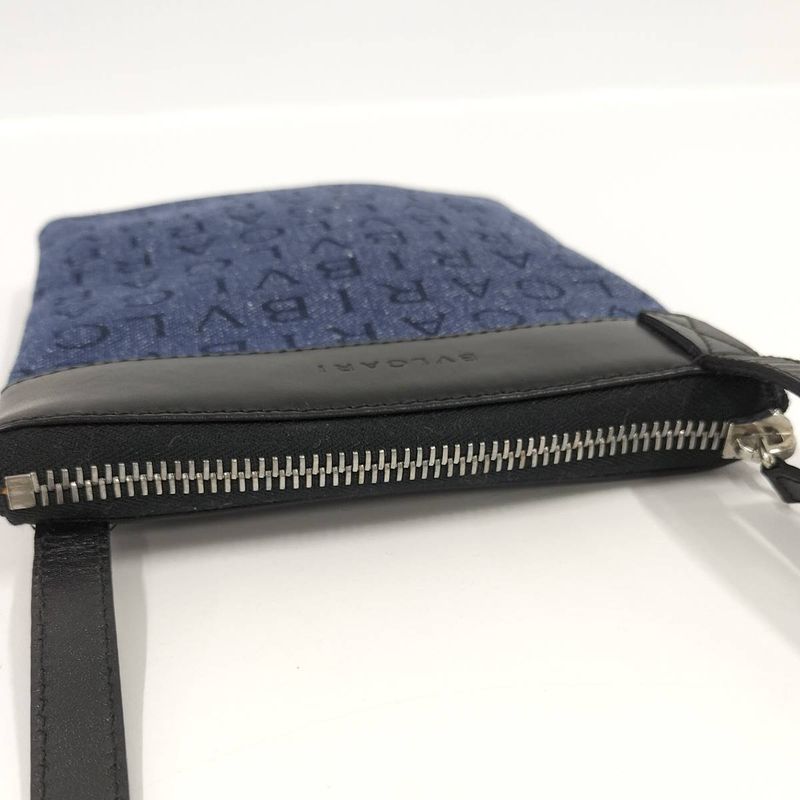 Bvlgari Shoulder Bag Logomania Leather Denim Blue 21528