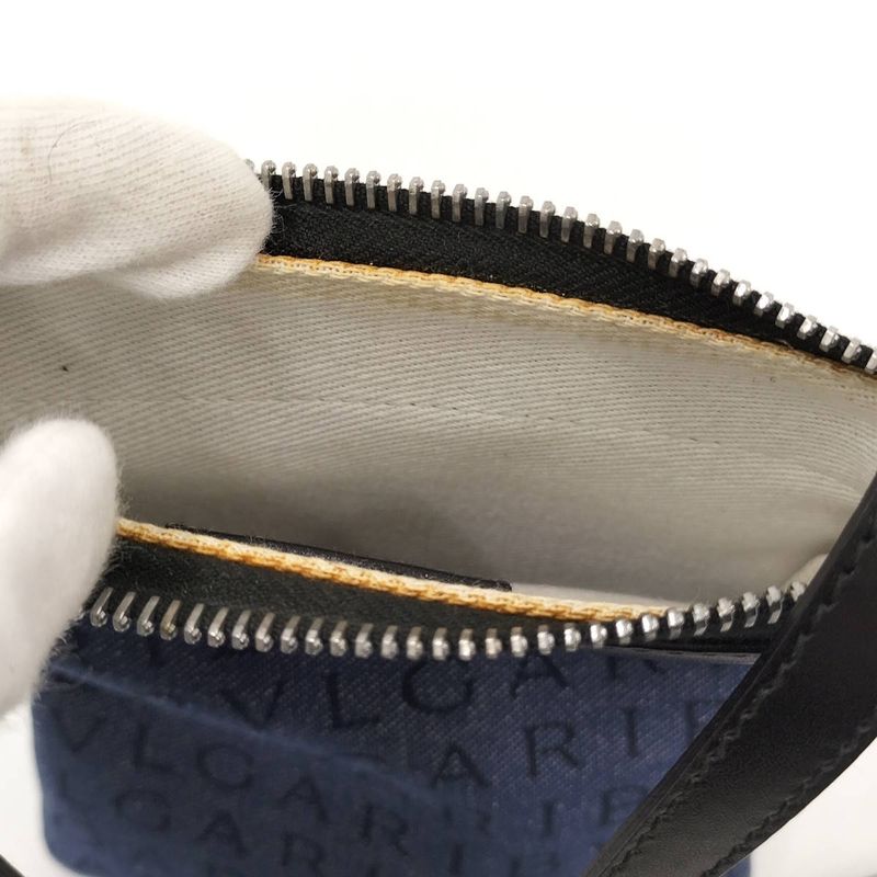 Bvlgari Shoulder Bag Logomania Leather Denim Blue 21528