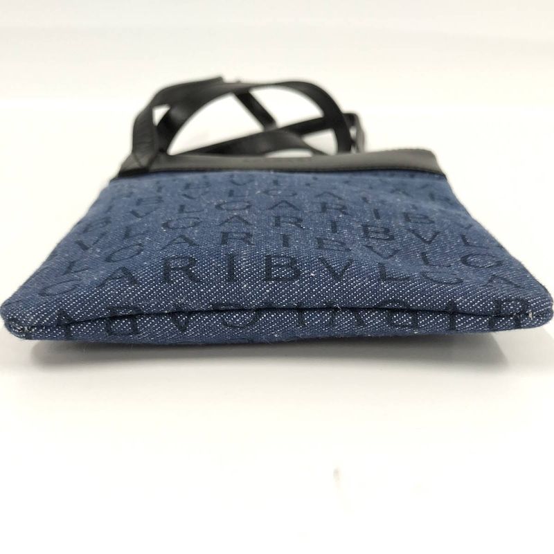 Bvlgari Shoulder Bag Logomania Leather Denim Blue 21528