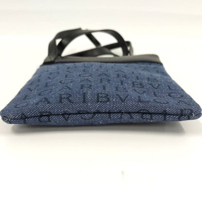 Bvlgari Shoulder Bag Logomania Leather Denim Blue 21528