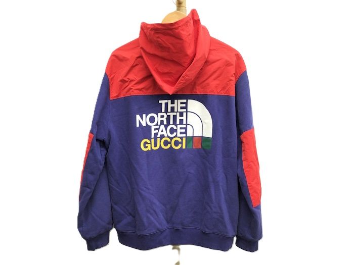 Gucci the North Face Zip-Up Hoodie Purple Red Cotton Nylon 671462