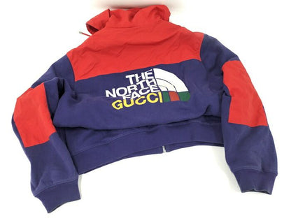 Gucci the North Face Zip-Up Hoodie Purple Red Cotton Nylon 671462