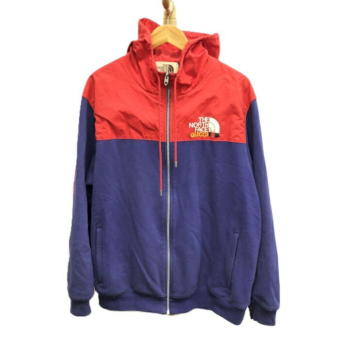 Gucci the North Face Zip-Up Hoodie Purple Red Cotton Nylon 671462