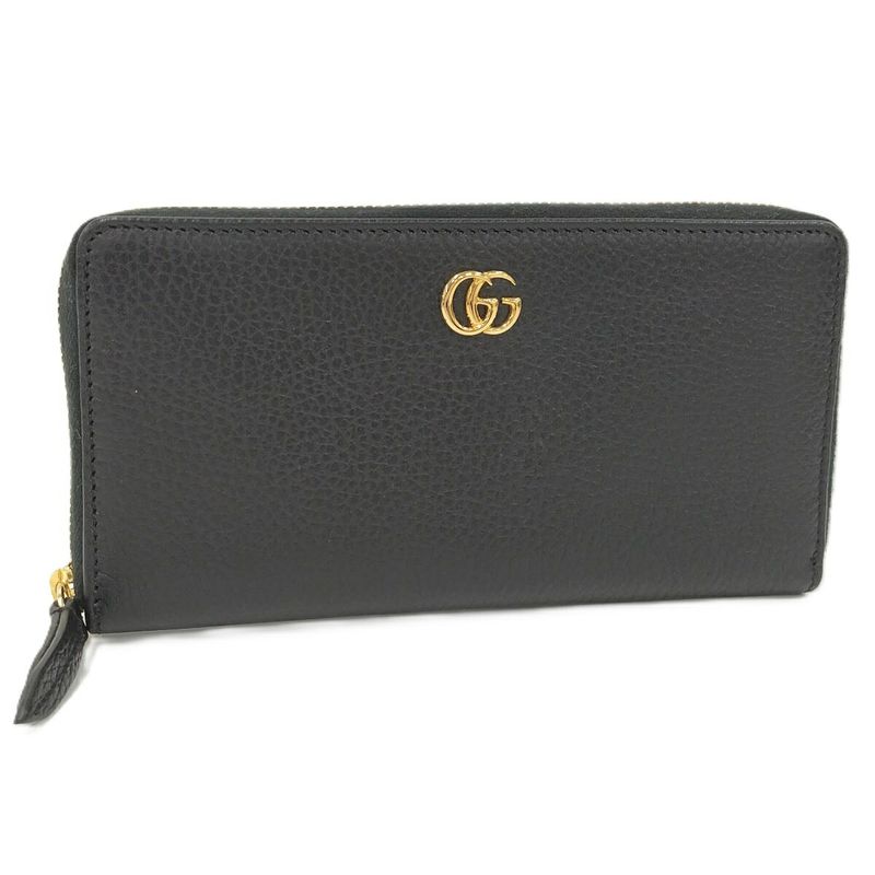 Gucci Round Zipper Long Wallet Leather Black 456117
