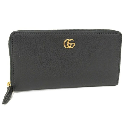 Gucci Round Zipper Long Wallet Leather Black 456117