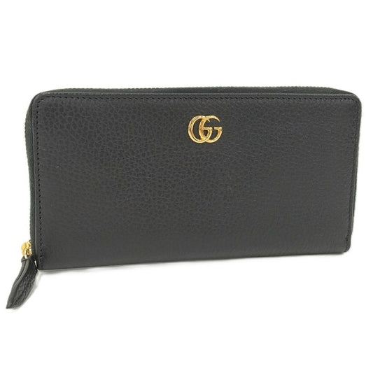 Gucci Round Zipper Long Wallet Leather Black 456117