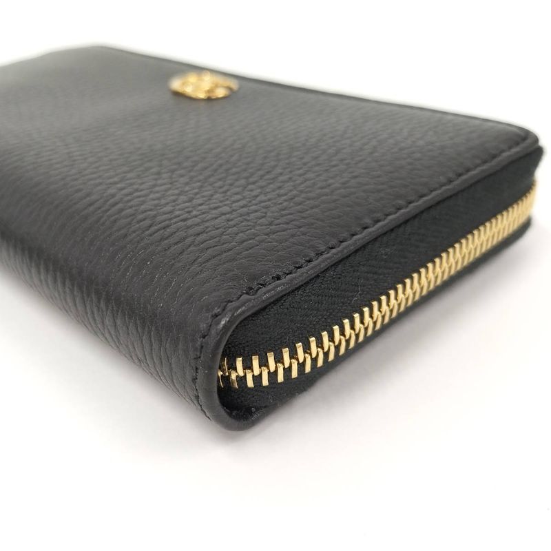 Gucci Round Zipper Long Wallet Leather Black 456117