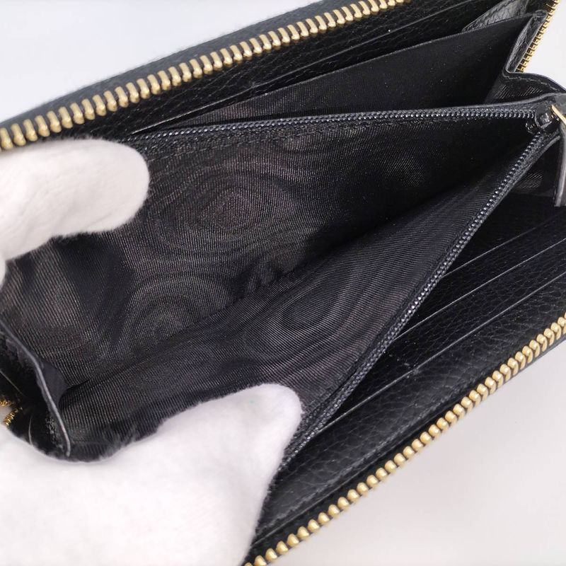 Gucci Round Zipper Long Wallet Leather Black 456117