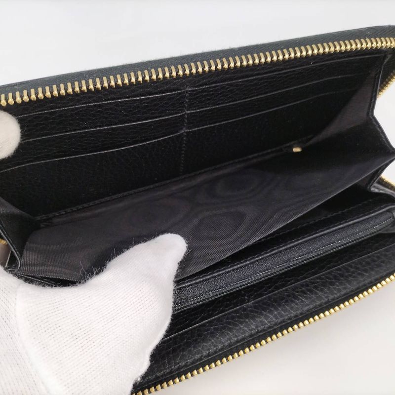 Gucci Round Zipper Long Wallet Leather Black 456117
