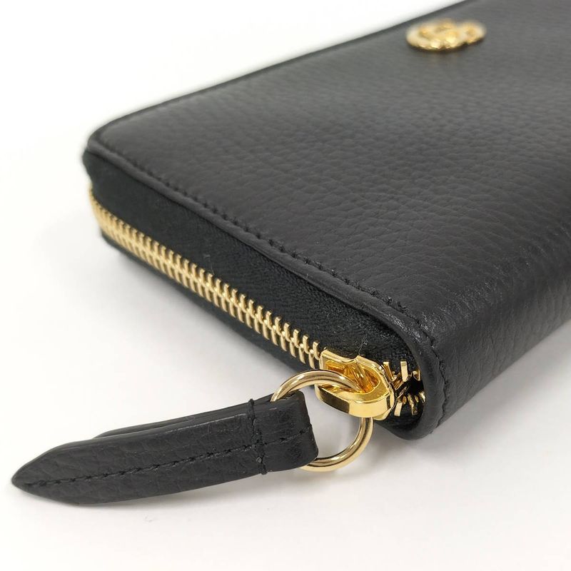 Gucci Round Zipper Long Wallet Leather Black 456117