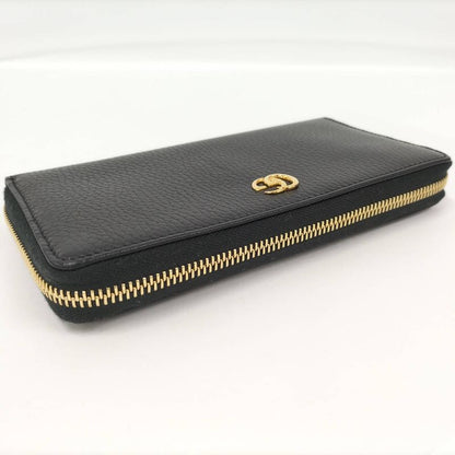 Gucci Round Zipper Long Wallet Leather Black 456117