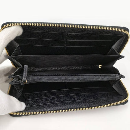 Gucci Round Zipper Long Wallet Leather Black 456117