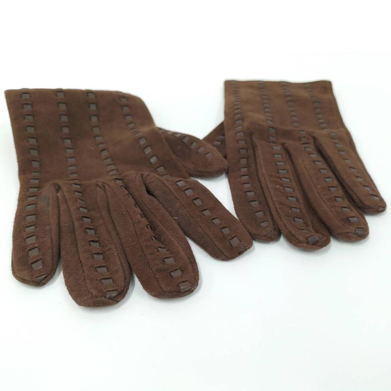 Bottega Veneta Gloves Suede Brown Size L