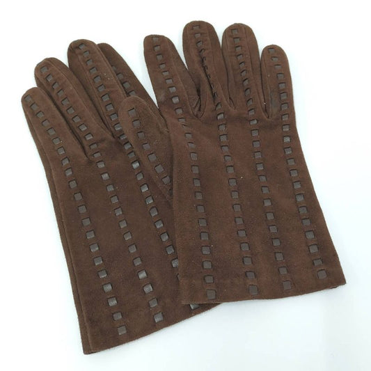 Bottega Veneta Gloves Suede Brown Size L