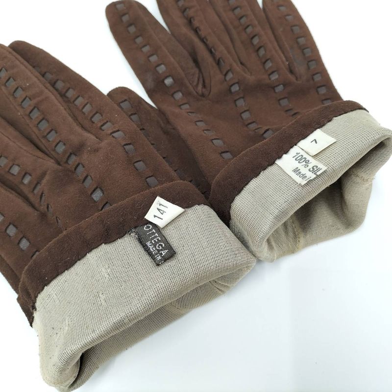 Bottega Veneta Gloves Suede Brown Size L