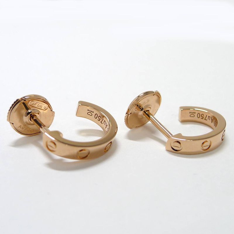 Cartier Mini Love Earrings 750pg 18k Pink Gold Pink Gold Approx 3.4g