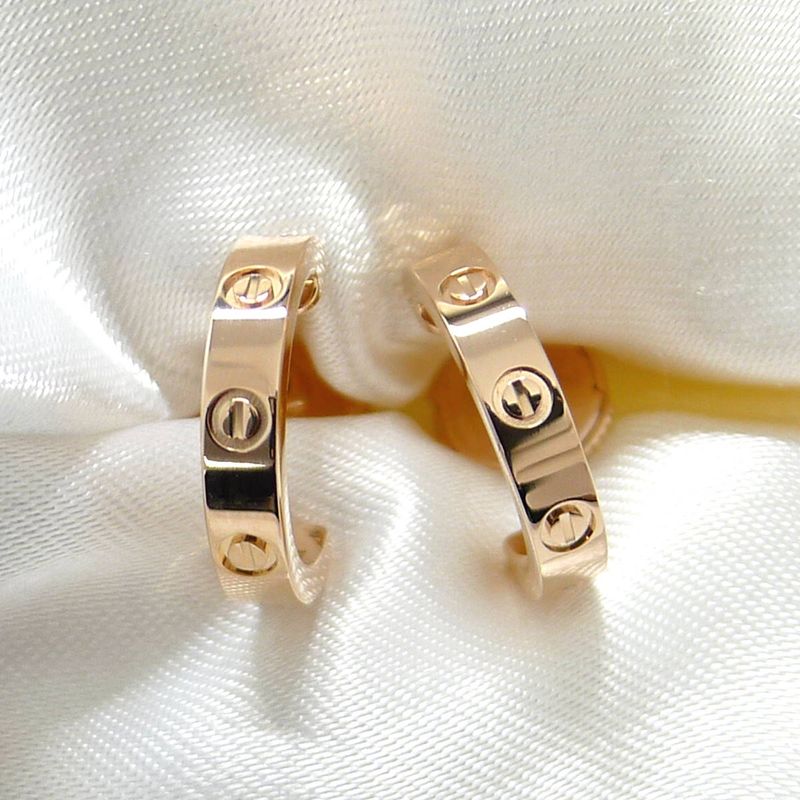 Cartier Mini Love Earrings 750pg 18k Pink Gold Pink Gold Approx 3.4g