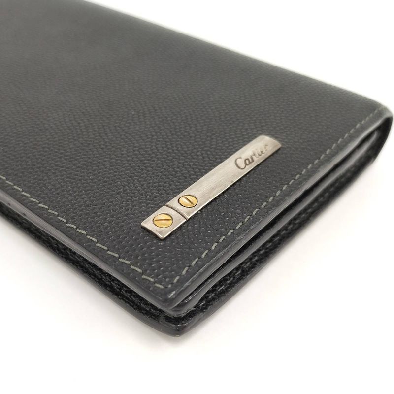 Cartier Bifold Wallet Santos Leather Black