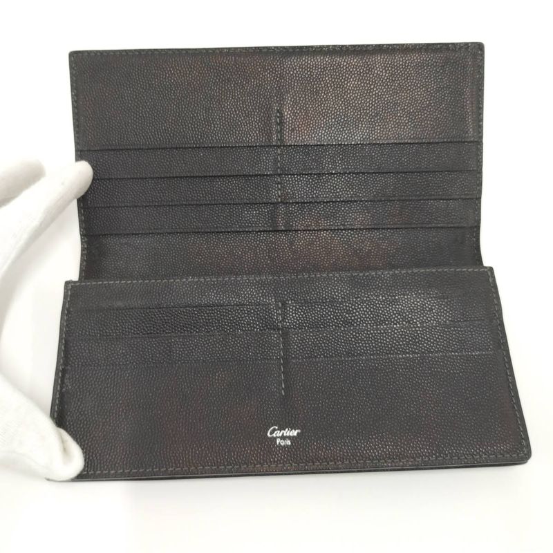 Cartier Bifold Wallet Santos Leather Black