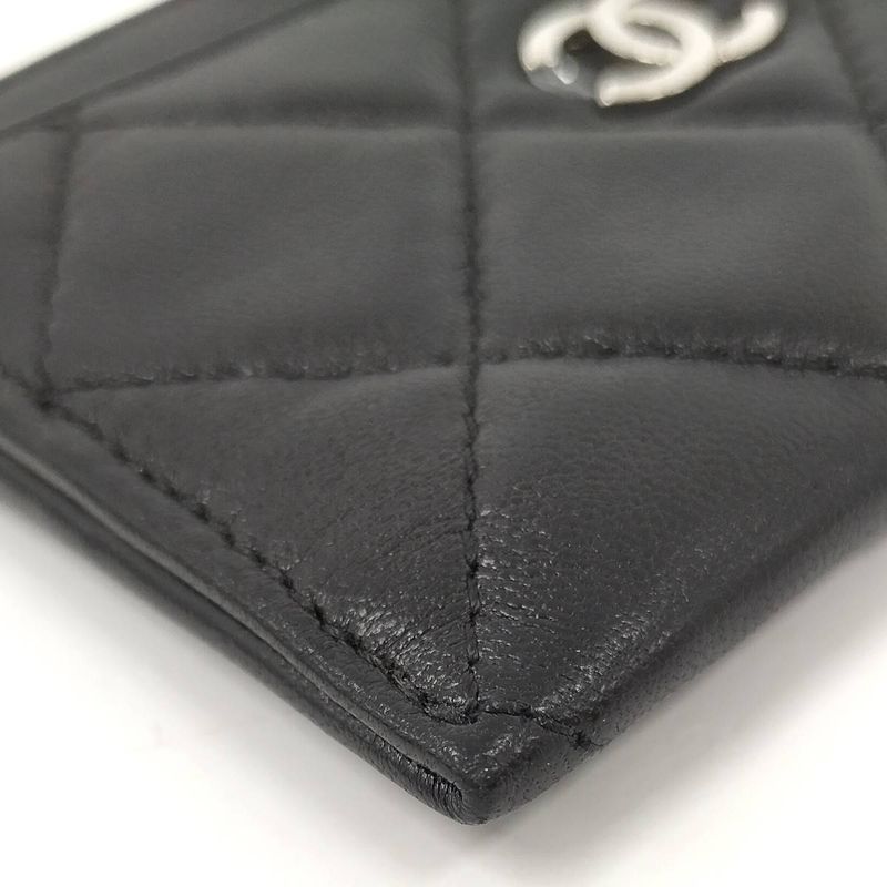 Chanel Classic Card Case Card Holder Matelasse Leather Black Ap0213